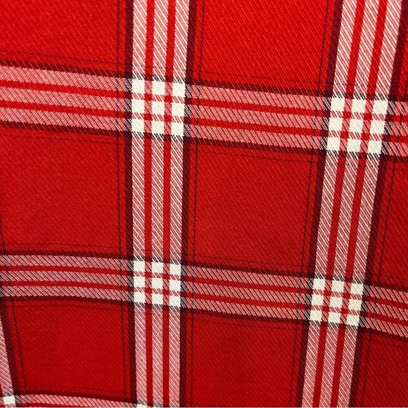 Talbots Red Check Button Front Long Sleeve Shirt - Picture 6 of 8